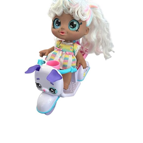 Kindi Kids Fun Delivery Scooter Toy 10" Vehicle Dog WITH Marsha Mello Doll - Picture 2 of 11